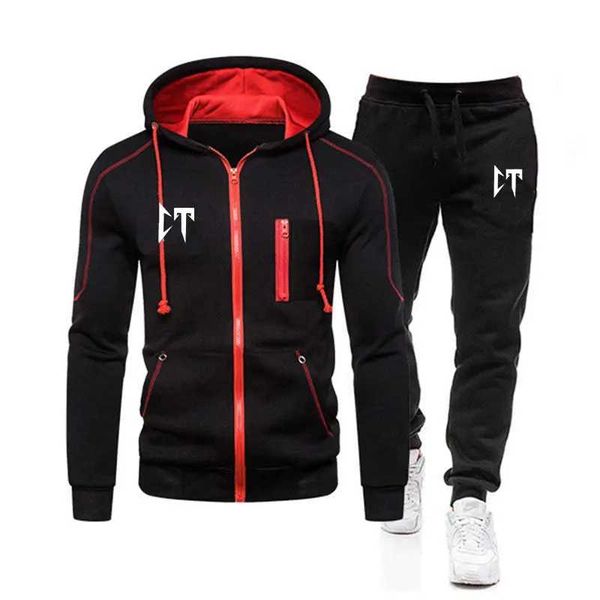 Men's Tracksuits Tracksuit Men Suit Autumn New Zipper Cardigan Jacket+Sweatpants Jogger Running Fitness Sprots Casual Jogging 2 Peças H25012