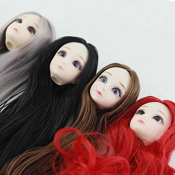 30cm Doll Accessories Head for 1-6 BJD Dolls Ball Joint Doll Head with 3D Eyes Purple- Gray Hair Blue Eyes Dolls Toy for GirlsCL240712