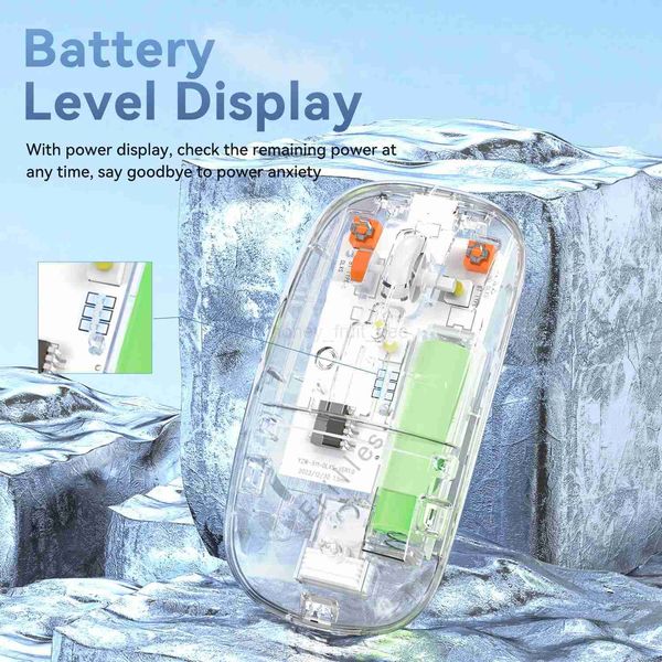 Transparent Mouse Bluetooth 2.4G Wireless Dual-mode Mute Type-c Charge Port Mice 1600dpi Intelligence Poartable Light WeightM240725