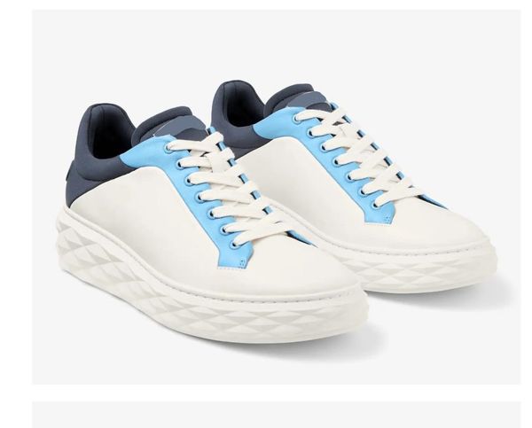 new Latte color navy blue leather sports shoes with diamond like multi cut shaping EU36-44