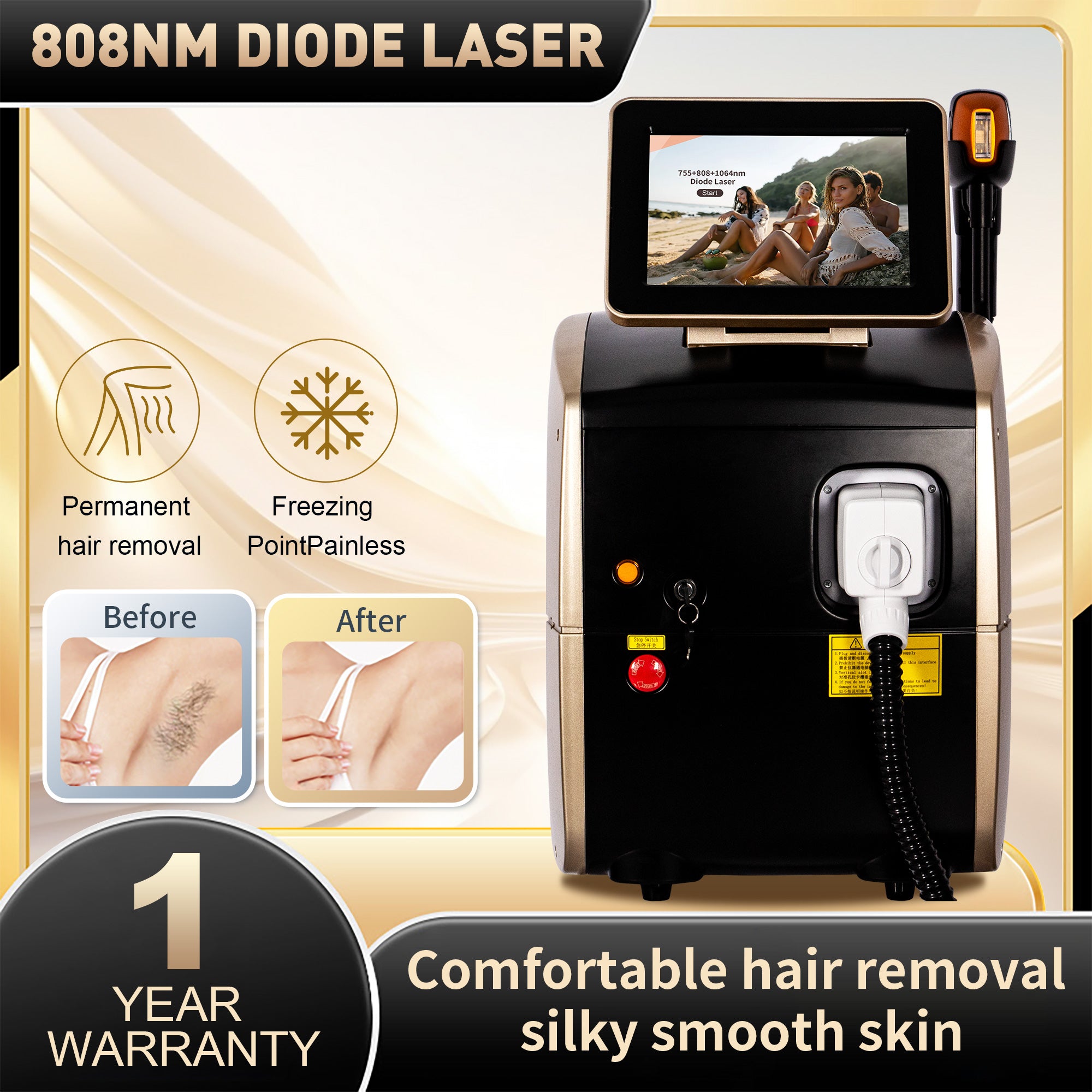Professional 808nm Laser Ice Titanium Laser Epilator 3 Wavelengths Diode Laser Remove Hair Machine Permanent Hair Removal Machine For Salon