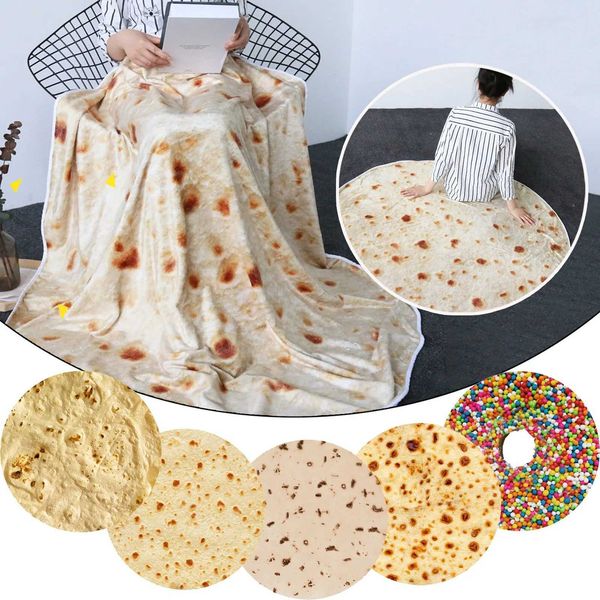 Blanket Realistic Fun Food Taco Burrito Tortilla Blanket Soft Warm Flannel Throw Blankets Bed Sheet Shawl Novelty Gift for Adult Child Z2410