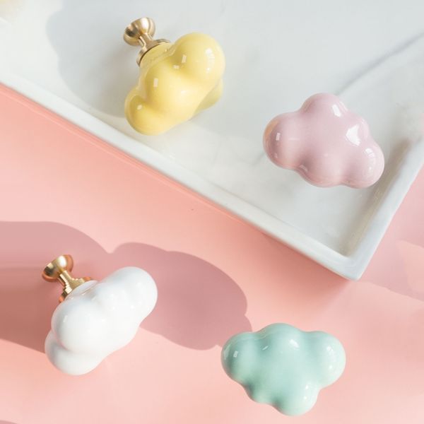 Cloud Shape Ceramic Furniture Knobs Clever Children&#039;s Room Cabinet Handles Colorful Home Decor Accessories Door Knob Hardware