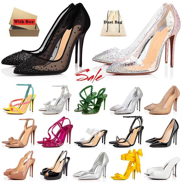 Top Quality Designer Red Bottoms High Heels Slingback Women Shoes Pointed Toe Black Slipper Sandels Summer Sandals Platform Sandles Office S