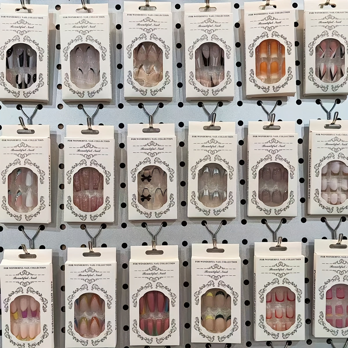 TEMU 144pcs (6 Styles) Almond-shaped Press-on Nails With Glossy Finish & Tips - Medium Length False Nails In Mixed Colors (, Soft Brown, Clear, Nude,