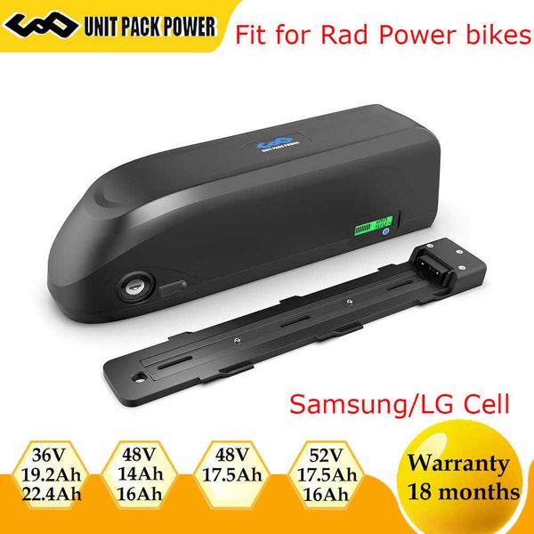 Bateria de bicicleta elétrica Samsung LG Cells 48V 52V 17.5AH 16AH 14AH 36V 22.4AH 19.2AH FIT PARA RAD POWER BIKES MILHAGE Extension