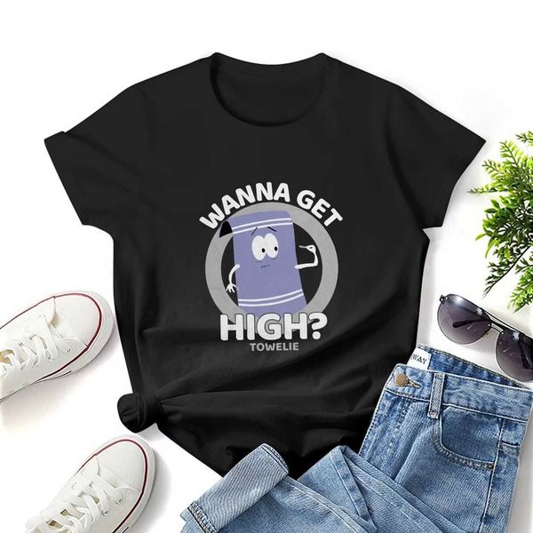 Women&#039;s T-Shirt SOUTH PARK - TOWELIE -WANNA GET HIGH Women Print T Shirt Graphic Shirts Casual Short Slved Female T T-Shirt Size S-4XL