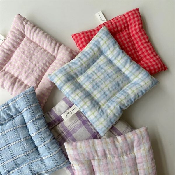 Lattice Series Multi-color Square Korean Cotton Coasters Fresh Table Cloth Heat Insulation Mat Coffee Cup Placemat Table Decor 240820