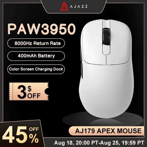 Ajazz AJ179 Apex PAW3950 Wireless Gaming Mouse with RGB Charging Dock Computer Macro Mouse GamerLightweight Ergonomic PC Mice Y240820