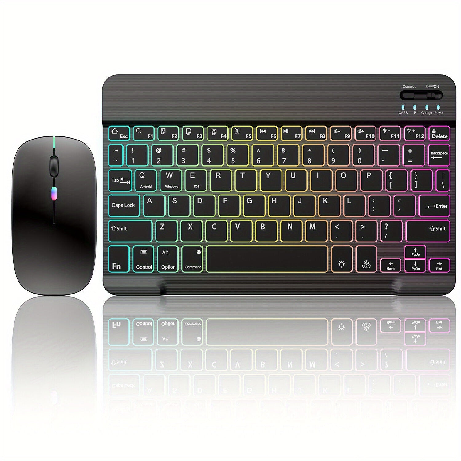 TEMU 10-inch Wireless Rgb Backlit Gaming Keyboard And Mouse Set, Portable Keyboard And Mouse Combo For Pc Ios Tablets And Computers