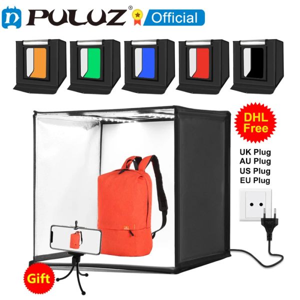 PULUZ 60x60 Photo Studio Light Box Photography Studio Shooting Light Tent Box 6 Colors Backgrounds Tabletop LED Light Studio Box