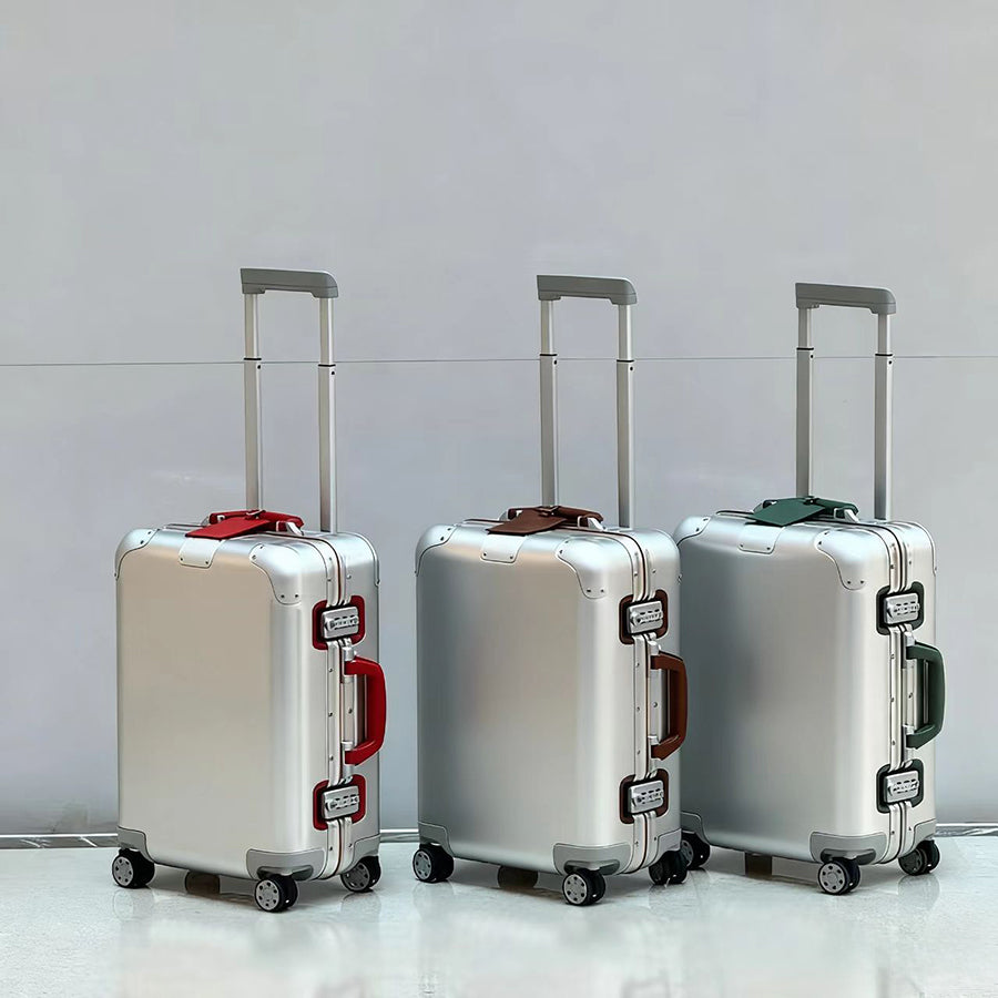 Designer Luggage Suitcase Luxury Aluminum Alloy Rolling Travel Sleek Trolley Silent Ergonomic Telescopic Secure International Getaways Available Mul