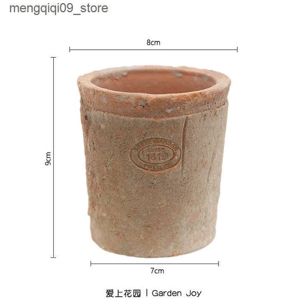 Planters Wxw straight small high tube red pottery coarse pottery succulent plant flowerpot tile 31 ceramic green plant simple and breathable