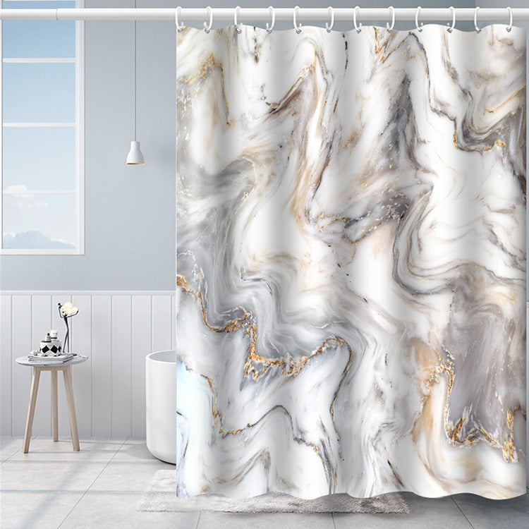 YL-36950 Manufacturer Spot Digital Printed Fabric Shower Curtain Waterproof Thickened Bathroom Partition Curtain with Hook