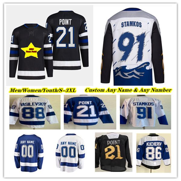 Tampa Bay Hockey Jerseys Nikita Kucherov Steven Stamkos Brayden Point Victor Hedman Brandon Hagel Michael Eyssimont Tanner Jeannot Andrei Va
