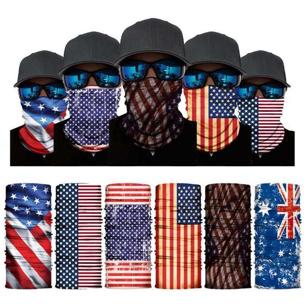 Cycling Caps Masks New Flag Series Seamless Headscarf Neck Sunscreen Face Mask Tied Headband Man Woman Scarf Riding Fishing Headband Face Ma