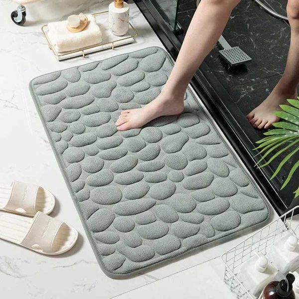 Foot Mat Coral Fleece Floor Mat Household Memory Foam Embroidered Bathroom Thickened Absorbent Floor Mat Door Y240816