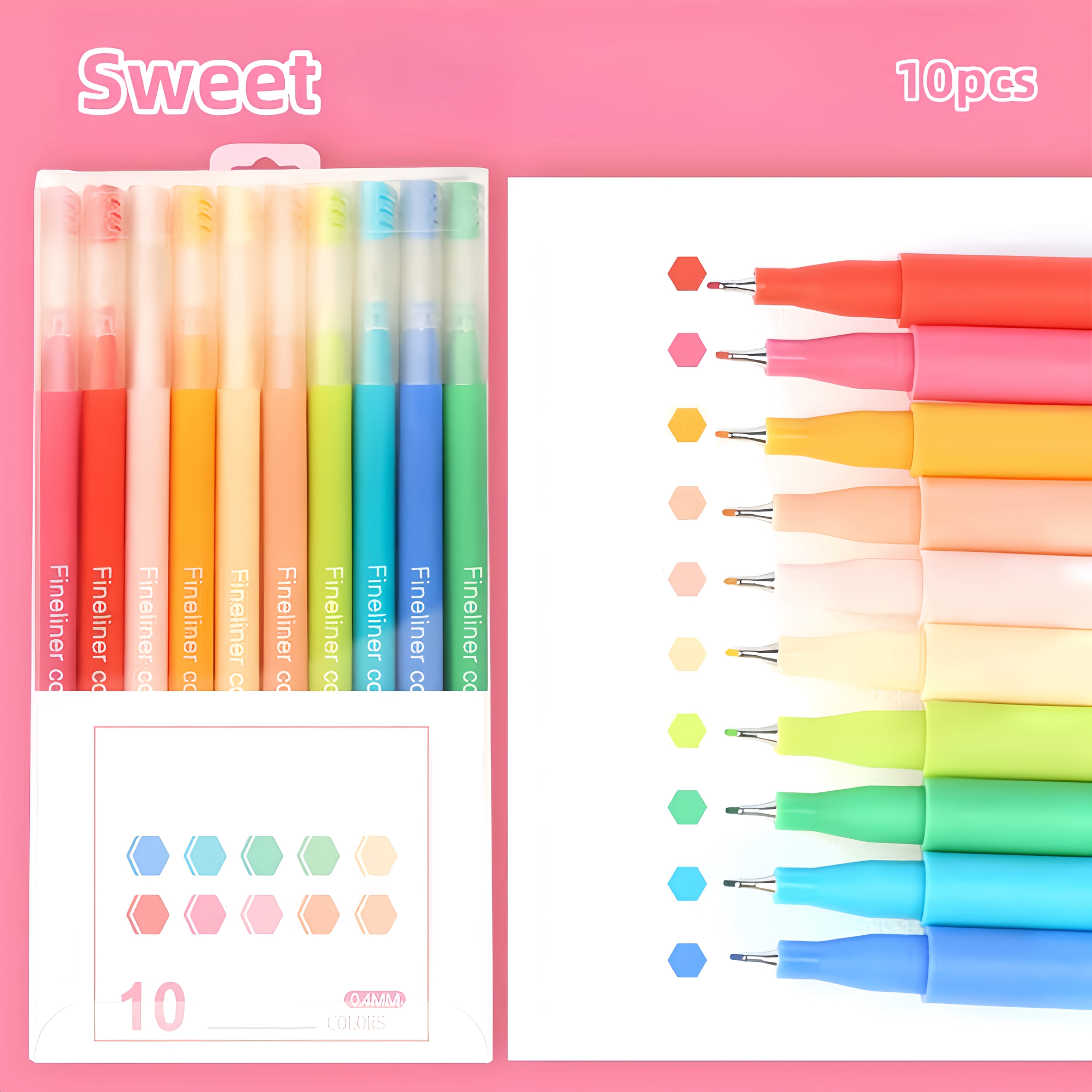 TEMU 10pcs Of Hand Account Pens With Colorful Fiber Tips, Neutral Needle Tube Pens, Neutral Pens, Fine Fluorescent Pens, Fine-tip Hand Account Notes,