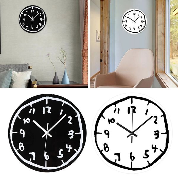 Decoração do relógio de parede acrílica Moderna Modern Silent Minimum Art Clock Decoration Indoor Kitchen Office Restaurant Relógio 241203