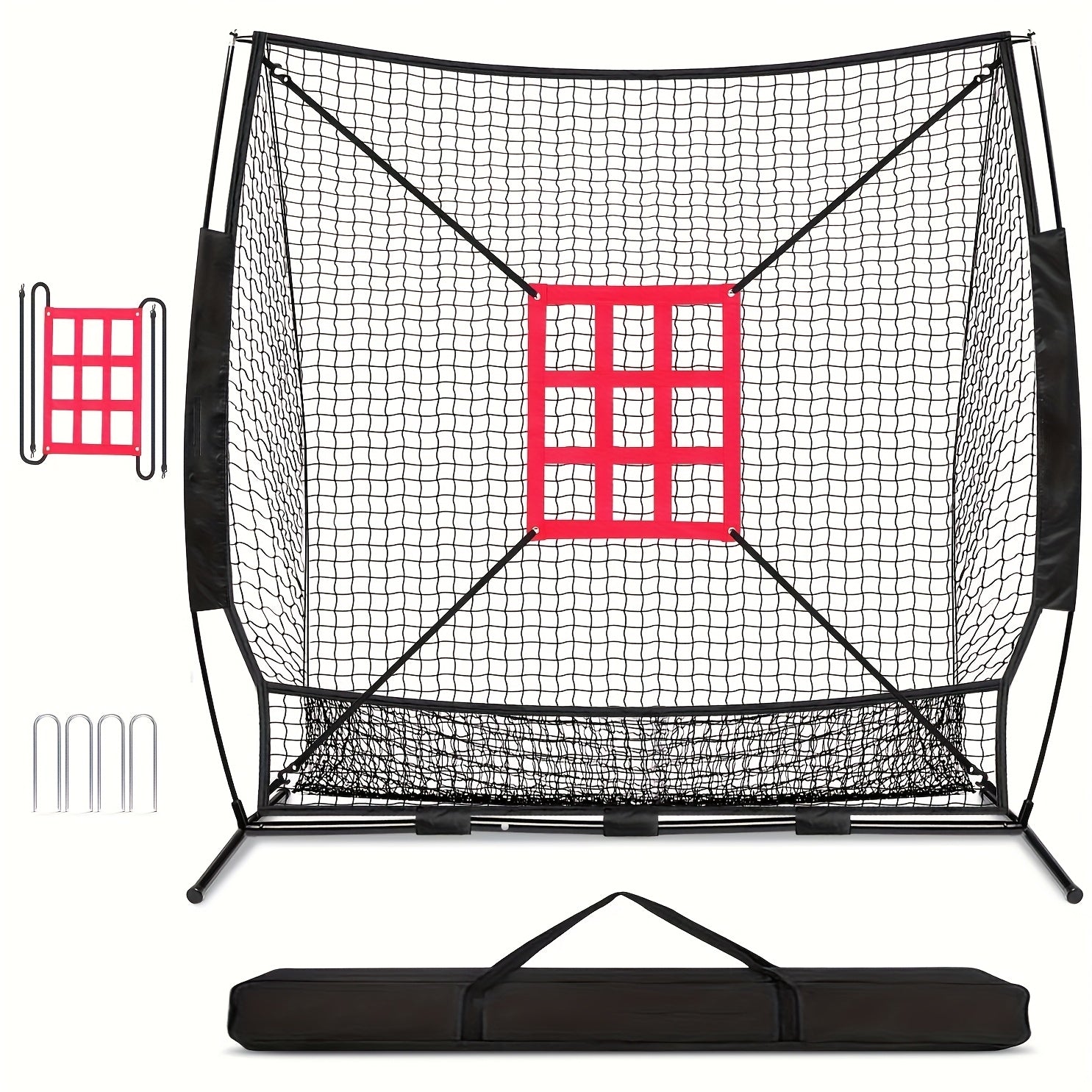TEMU Baseball Net Softball Practice Cage 7x7 Ft With Carry Bag Suit For All Skill Levels Outdoor Base Ball Equipment Accessories Hitting Pitching