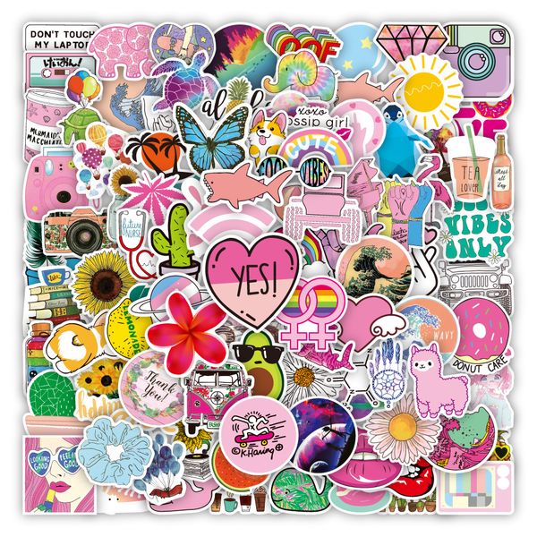 Pack of 100Pcs Aesthetic INS Stickers No-Duplicate Waterproof Vinyl For Skateboard Luggage Laptop Notebook Helmet Water Bottle Phone Car dec