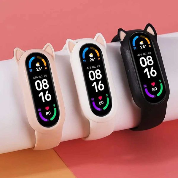 High Quality Cat Euffs Shell Silicone Strap Smart Wah Replacement Strap Durable Waterproof Mi Band 6 5 4 3 O241115