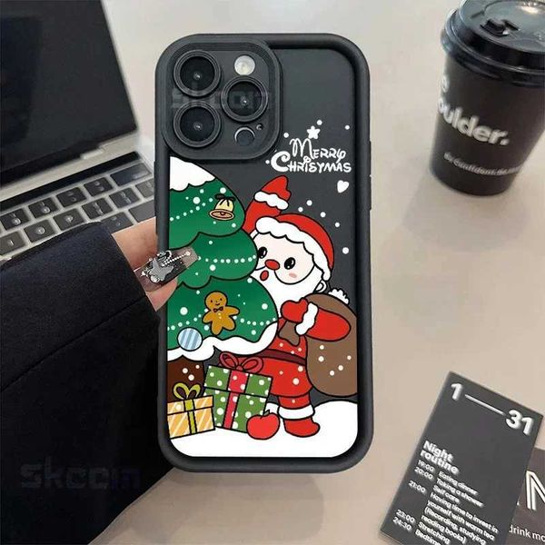 Suitable for iPhone 11 12 13 15 16 Pro XS X XR Santa Claus Elk Silicone Phone Cover Suitable for iPhone 7 8 Plus Phone Case Y240928