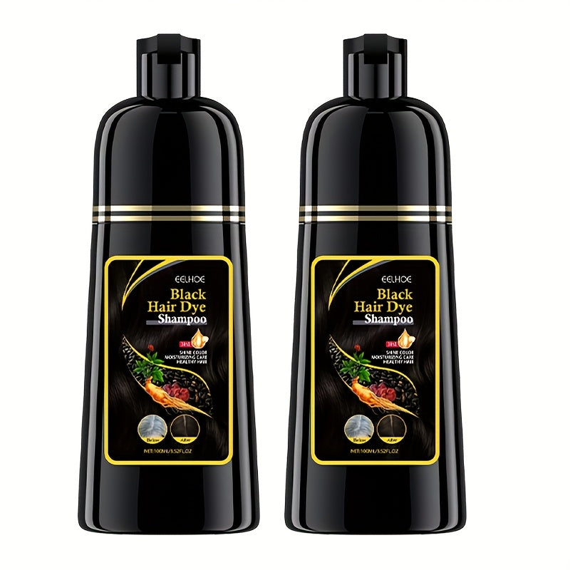 TEMU 2pcs Hair Dye Shampoo -- 3-in-1 Rapid Hair, Nourishing, Cleansing & , Smoothing Black Hair Coloring Shampoo For Women Men -100ml
