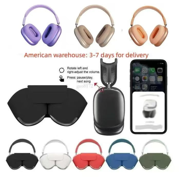 max headphones p9 pods max 2 Wireless Earphones airpod maxes Active Noise Cancelling Adjustable HiFi Stereo Sound metal shell headset case