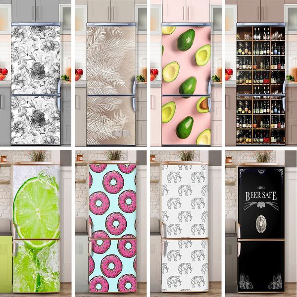 Fridge Door Wrap Vinyl Sticker Decor Front Refrigerator PVC Wallpaper Decal Freezer Covering Art Poster Peel and Stick Mural 240727