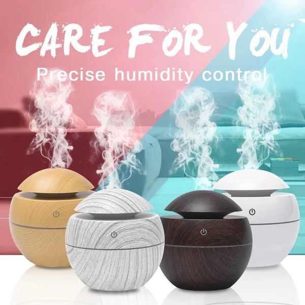 Mini Air Humidifier USB Ultrasonic Aroma Diffuser Wood Grain LED Light Electric Essential Oil Diffuser Home Automotive Aromatherapy M240829