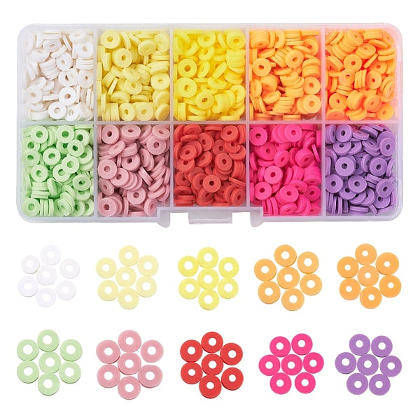 1500Pcs 10 Colors Light Colors Handmade Polymer Clay Beads