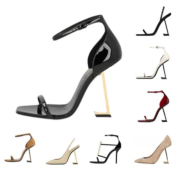Women Luxe Dress Shoes Designer High Heels Patent Leather Gold Black Nuede Red Womens Lady Heeled Fashion Sandals Party Wedding Office Sanda