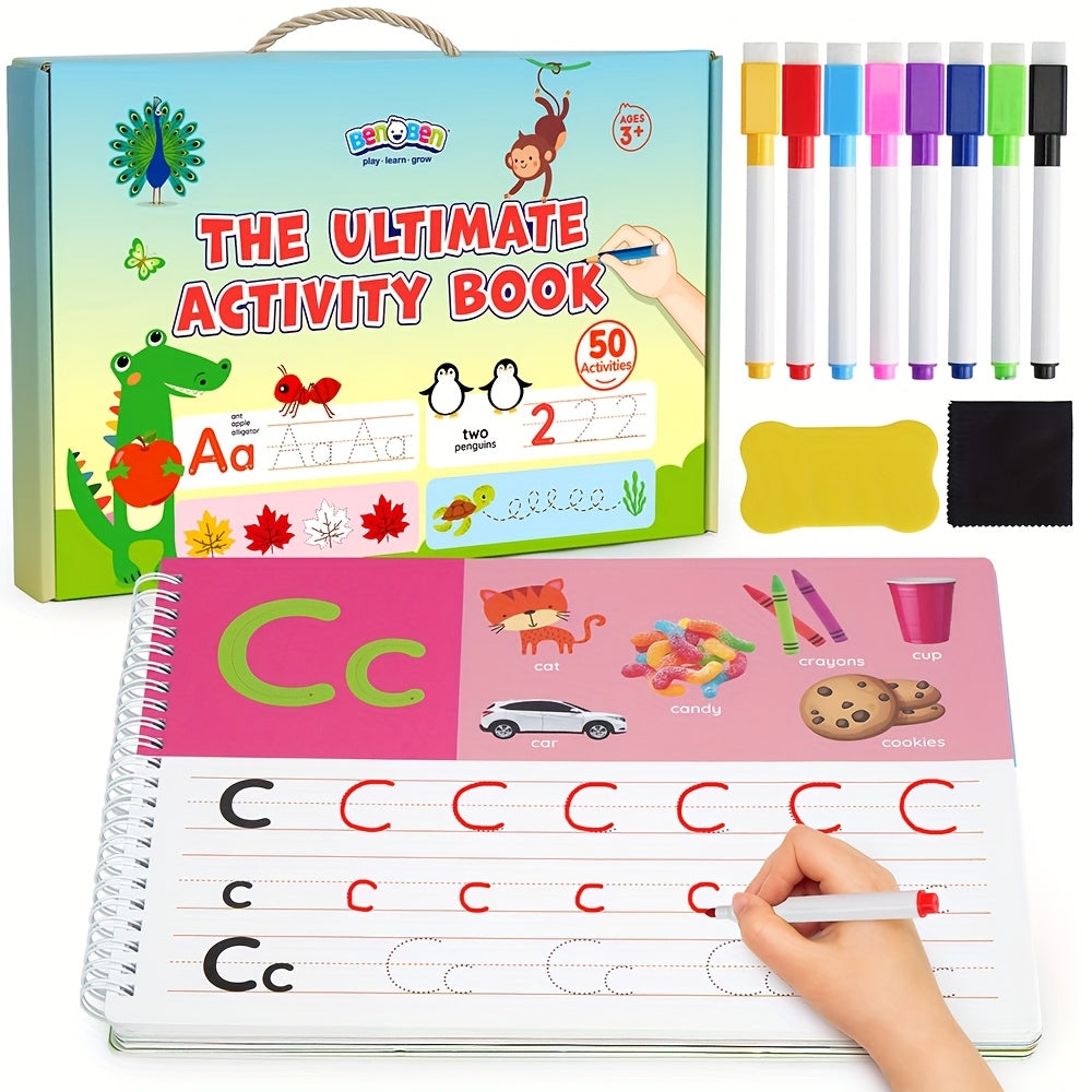 TEMU Preschool Learning Activities, 50 Pages, Tracing Books For Kids Kindergarten Workbooks, Toddler Writing Practice Busy Book Educational Toys