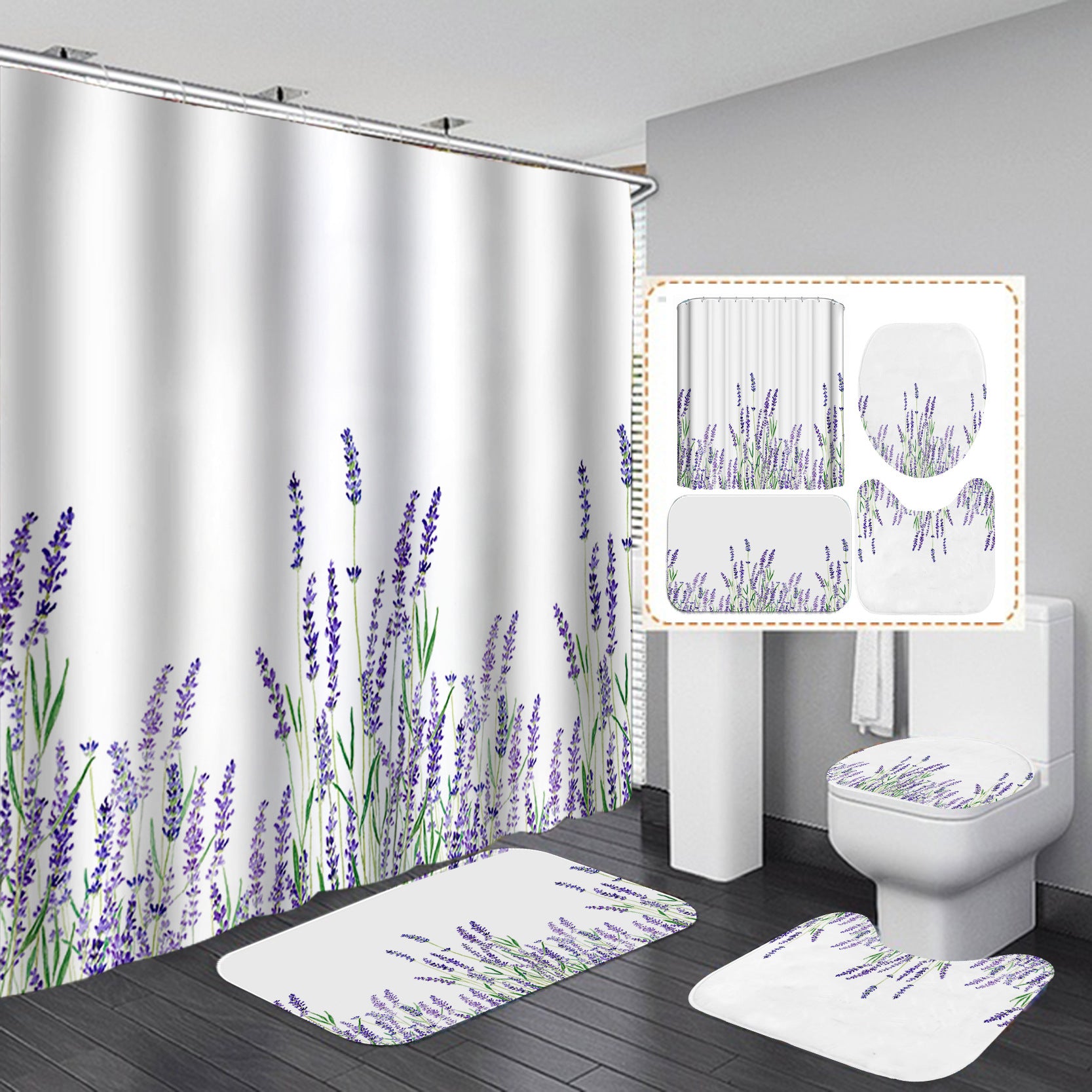 YL-37448 bathroom toilet punch-free curtain waterproof anti-light roller blinds toilet toilet block curtain toilet three-piece set