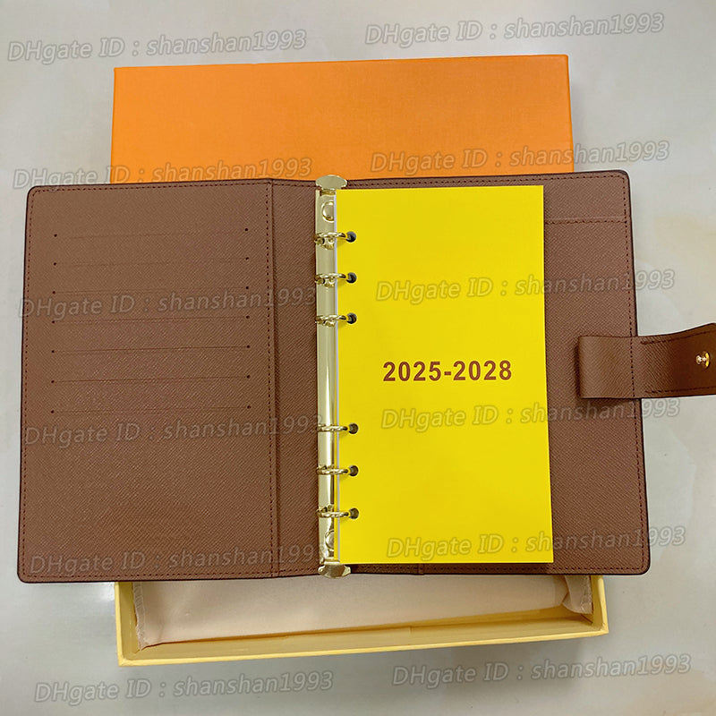 Fashion Accessories Desk Elegant Medium Ring Agenda Cover Canvas Credit Card Slots Notepad Notebook Memo Large Leather Protective Case for Men Women