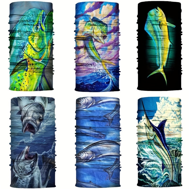 TEMU 6pcs Men's Fashionable Halloween Face Masks - Windproof, Soft Polyester Neck Gaiter & Balaclava For Cycling, Skiing & Parties