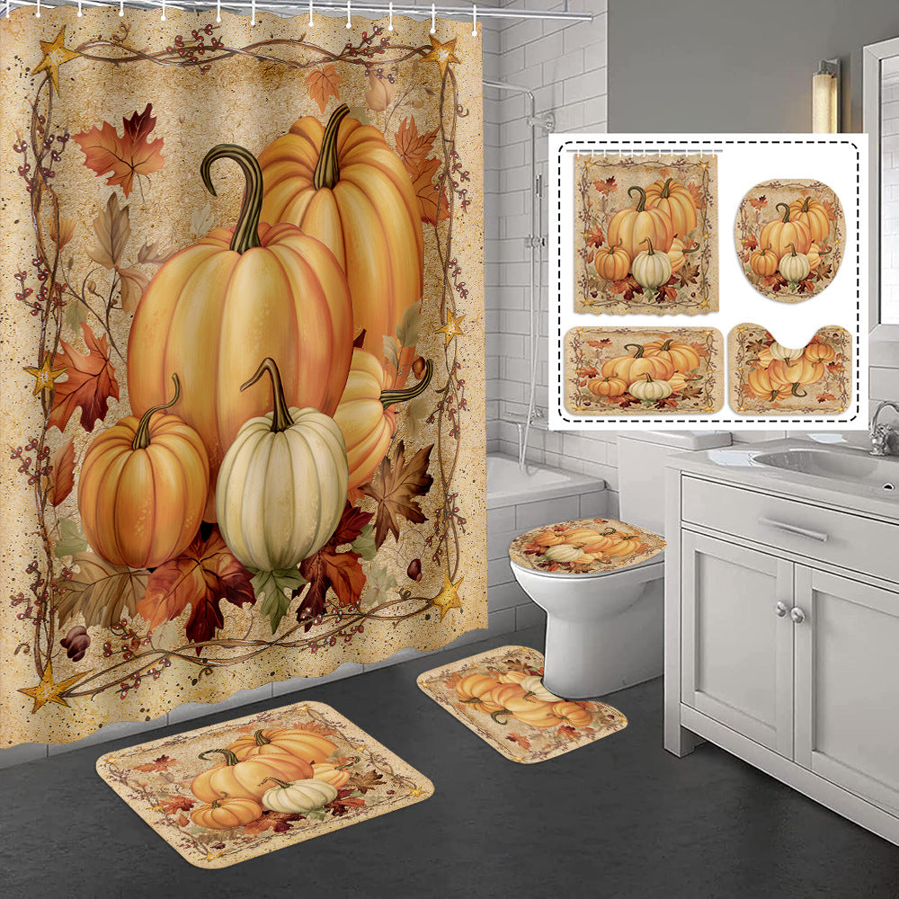 YL-37424 Hot selling exclusive shower curtain manufacturer Bomi digital printed polyester shower curtain non-slip mat set