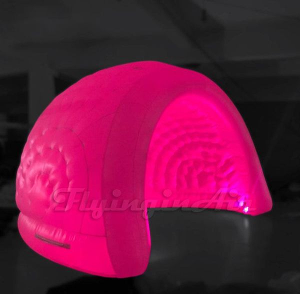 wholesaleLED Inflatable Shell Tent White Exhibition Booth 5m Portable Air Blow Up Trade Show Tent With RGB Light For Club Party Event