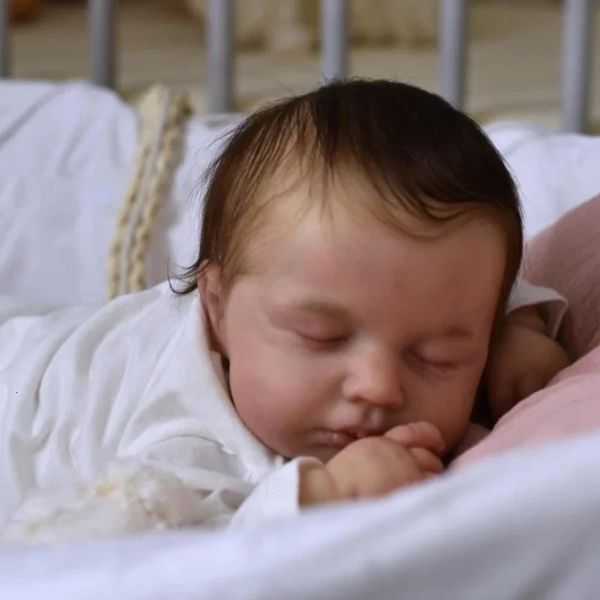 48CM Loulou born Sleeping Baby Dolls Soft Cuddly Body Lifelike 3D Skin with Visible Veins High Quality Handmade Doll 241204