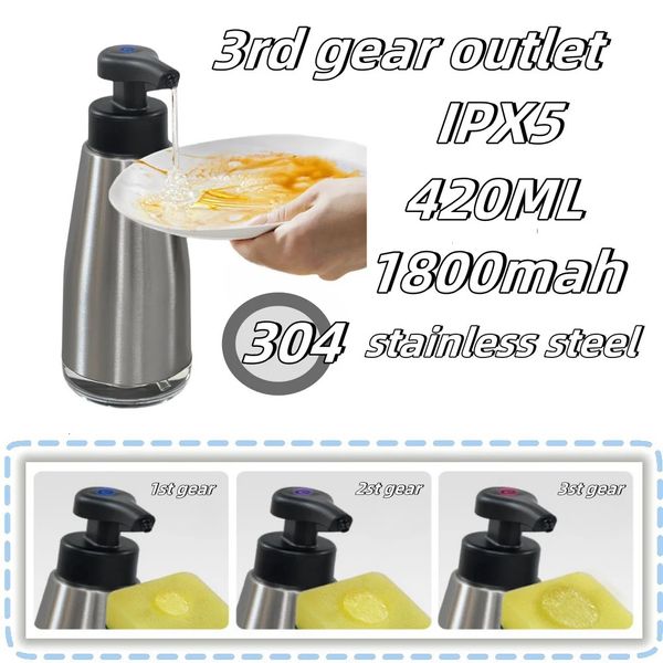 Stainless Automatic Liquid Soap Dispensers Kitchen Detergent Dispenser For Hand Sanitizer Dish Body Wash Shampoo 250108