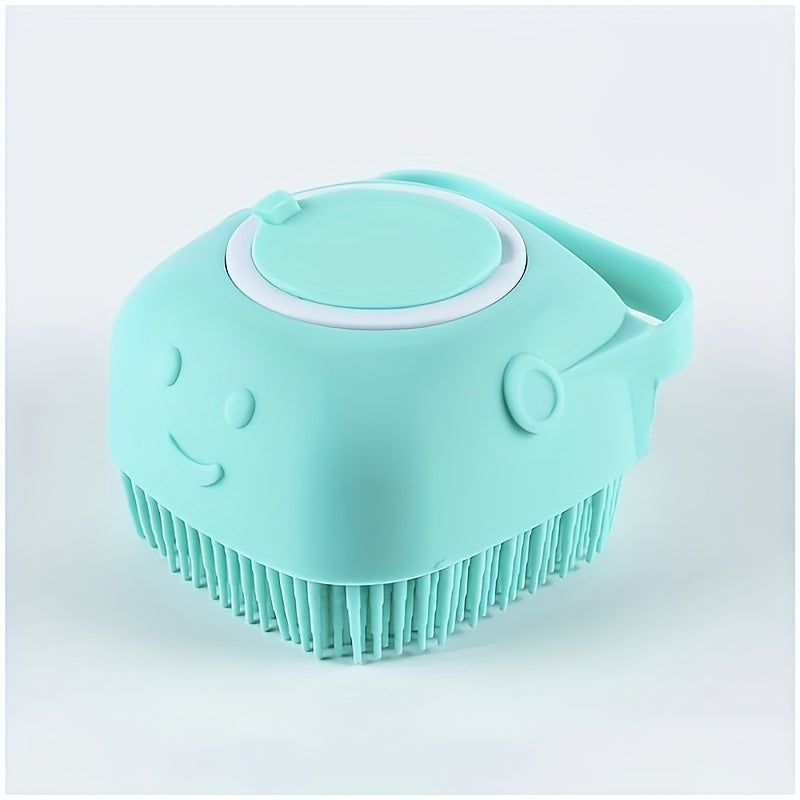 TEMU Silicone Pet Shampoo Brush With Built-in Dispenser - Gentle Massage Bath Comb For , No Batteries Needed, Ergonomic Handle, Options, Detachable