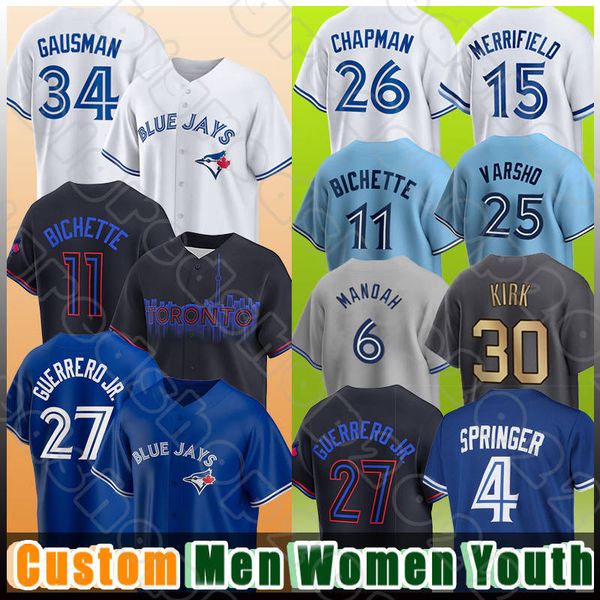 27 Vladimir Guerrero Jr Baseball 11 Bo Bichette Jerseys 4 George Springer Roberto Aloma Toronto Justin Turner Kevin Kiermaier Cavan Biggio B