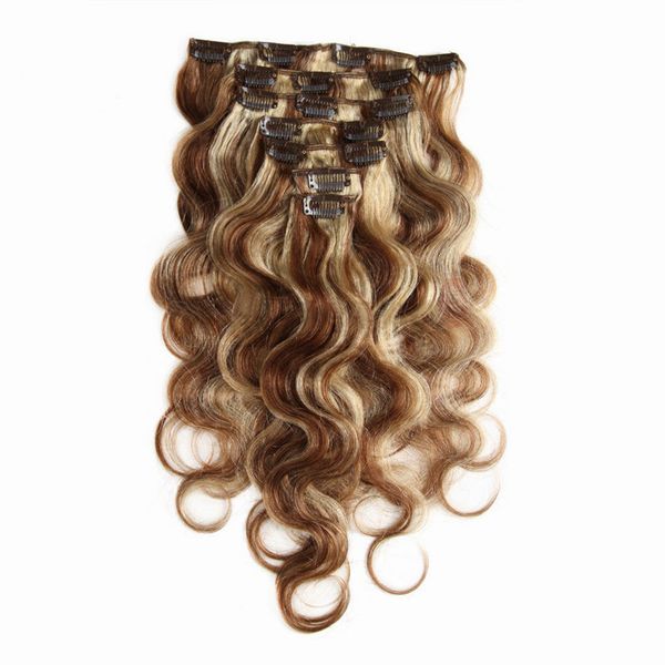 Yirubeauty 120g 70g Malaysian Body Wave Clip In Hair Extensions 10-30inch 4-613 100% Human Hair Piano Color