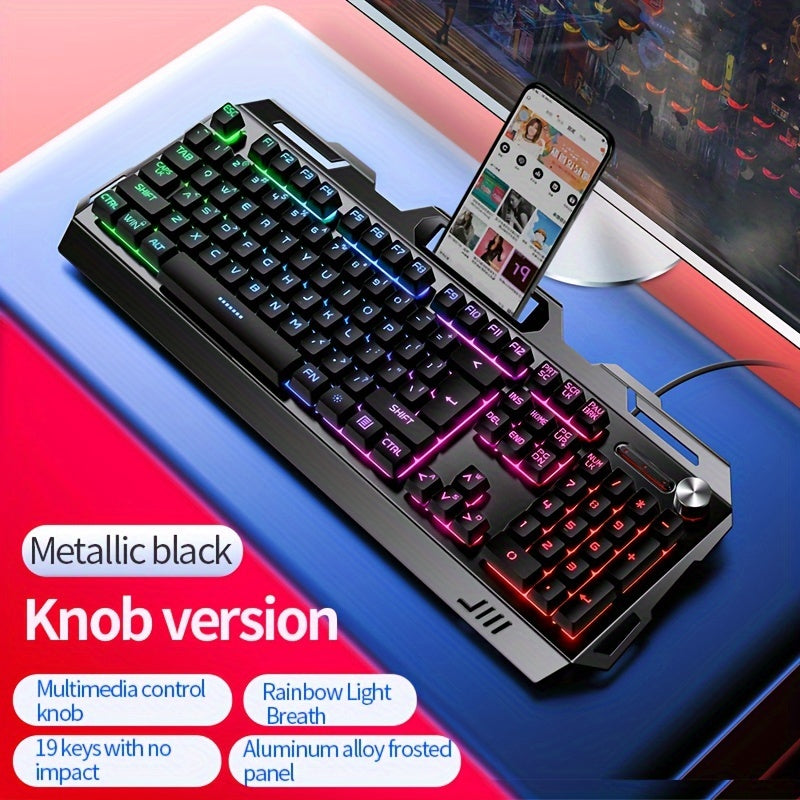 TEMU Yindiao V2 Computer Wired Keyboard Gaming Typing Office Universal Usb Plug-in Hair Light Keyboard For Windows System