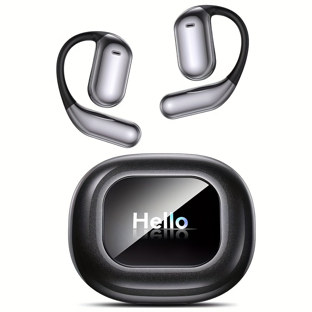 TEMU Intelligent Touch Screen Open Ear Earbuds Wireless 5.4 Headphones Over The Ear Earbuds Led Display Charging Case Sport Over Earphones For Ultra