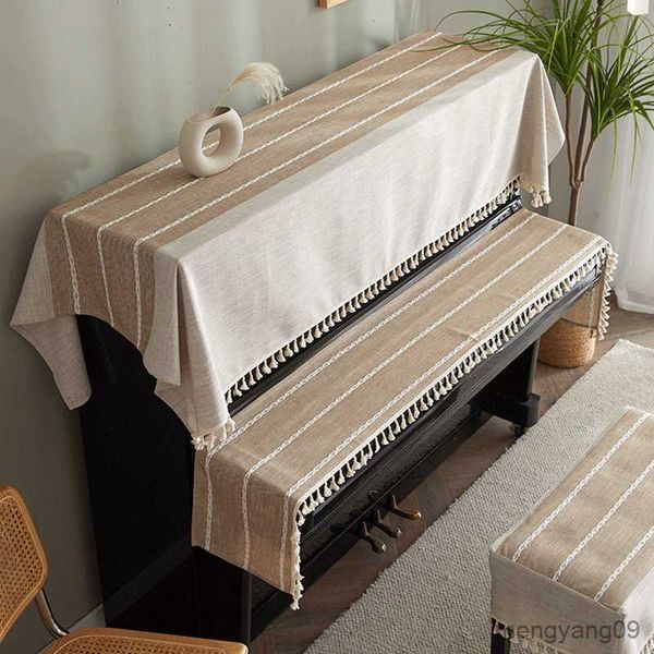 Dust Cover Japanese Style Piano Cover Cloth Home Textile Electric Piano Keyboard Universal Cover Half Cover Dustproof Stool Cover ZC831 R230