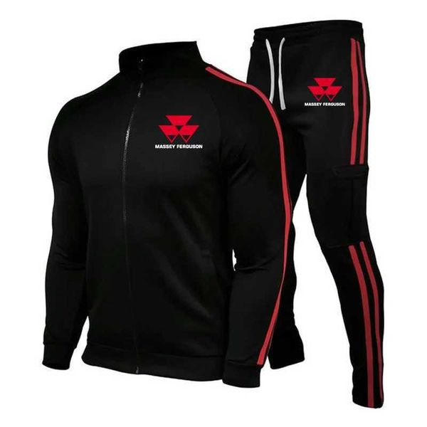 Men's Tracksuits Massey Ferguson Moda Menção Mens Jackets Fitness Gym Clothing Mens Running Set Sportswear Sports Running Mens Clothing Y250