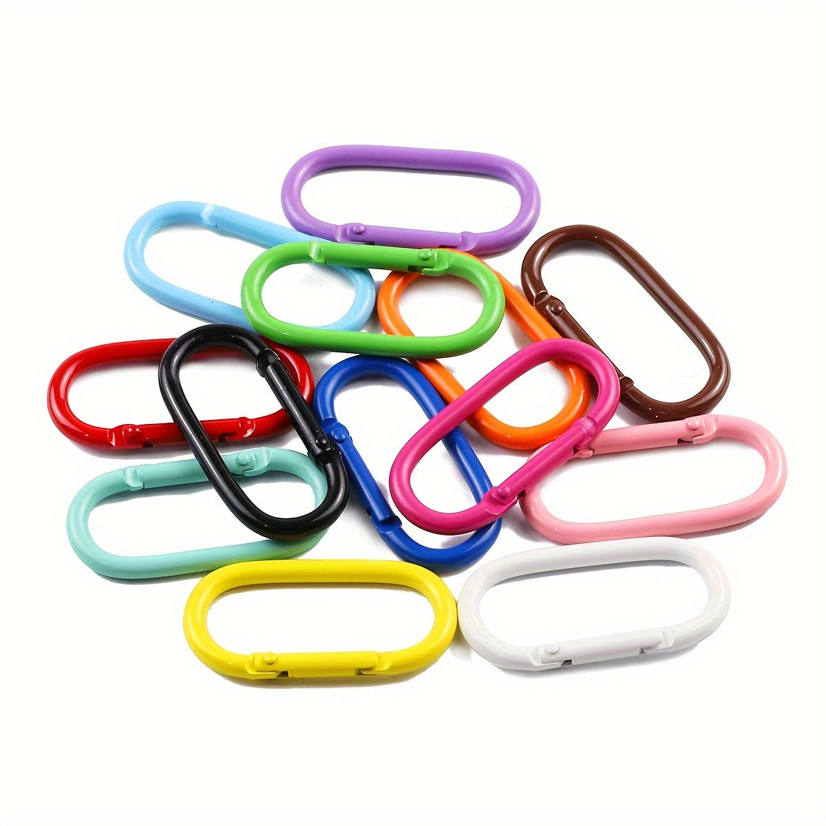 TEMU 10pcs 25x50mm Colorful Oval Carabiner Clips - Alloy Spring-loaded Gates, Secure Locking Keychain Hooks For Diy Crafts, Backpacks, Bags &
