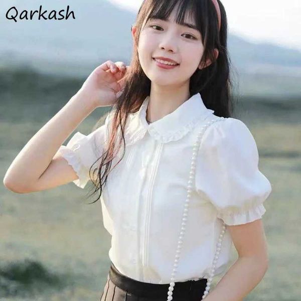 Women&#039;s Blouses Shirts White Shirt Womens Puff Sve Sweet Casual Aesthetics Preparatory Kawaii Clothing Elegant Summer Gentle Camisas Ge